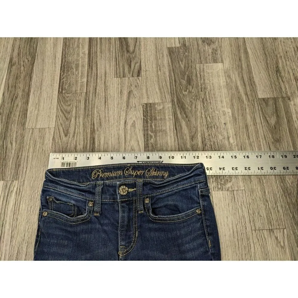 Gap Womens Size 0 / 25 R‎ Super Skinny Whiskered Premium Denim Blue Jeans